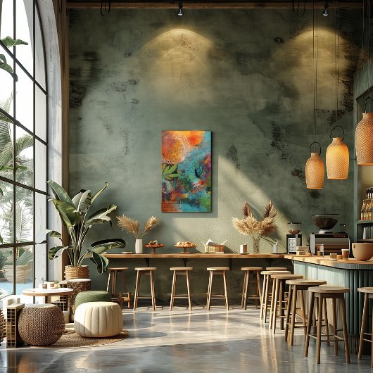 Impression Photo Collage Abstracto de Hojas y Círculo