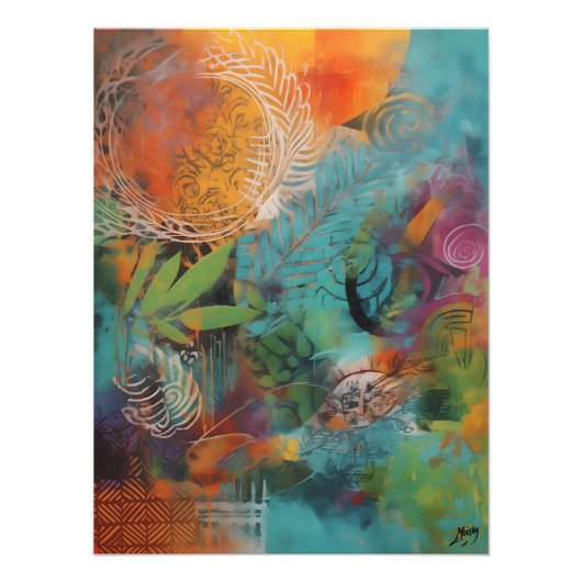 Impression Photo Collage Abstracto de Hojas y Círculo (Devant)