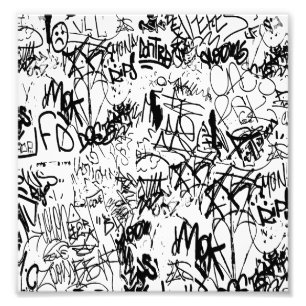 Impression Photo Collage Abstrait de graffiti noir et blanc