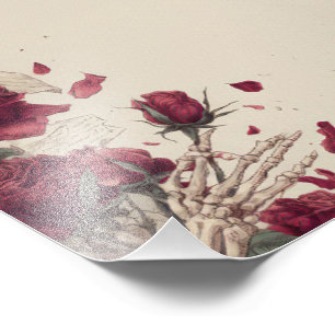 Impression Photo Collage Crâne de Squelette Vintage Amour Rose Roug