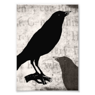 Impression Photo Collage de corbeau vintage Goth Oiseaux Customisés