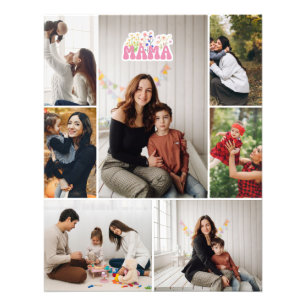 Impression Photo Collage de photos personnalisé Mama sur toile tend