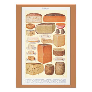 Impression Photo Collage vintage de fromages domestiques, Beeton, 1