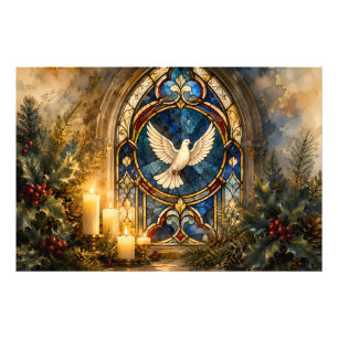 Impression Photo Colombe de Noël en vitrail