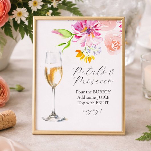 Impression Photo Colorful Petals and Prosecco Bar Sign