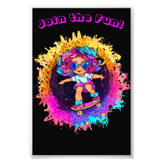 IMPRESSION PHOTO COLORFUL SKATEBOARDING INVITE! (Devant)