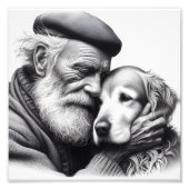 Impression Photo Compagnons patinés Homme âgé avec son chien (Devant)