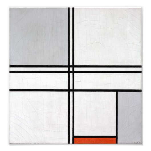 Impression Photo Composition (no 1) Gris-rouge | Piet Mondrian | (Devant)