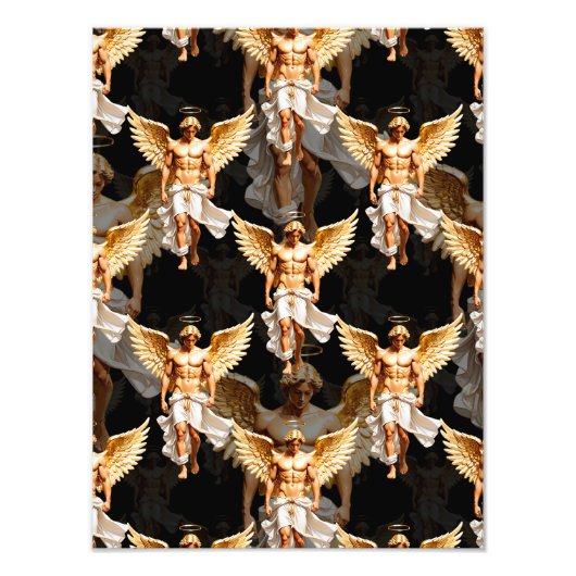 Impression Photo Conception de motif d'anges dorés célestes (Devant)