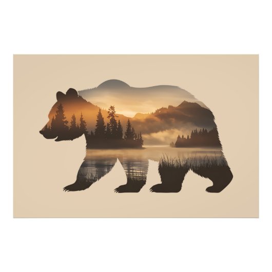 Impression Photo Conception de silhouette d'ours avec vue sur couch (Devant)