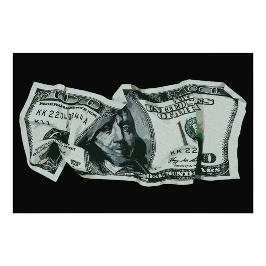 Impression Photo Conception moderne d'un billet de 100 $ froissé (Devant)