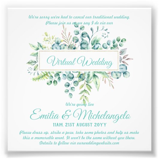 Impression Photo Conversation vidéo Mariage virtuel Invitations en  (Devant)