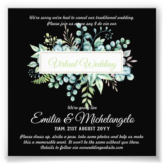 Impression Photo Conversation vidéo Mariage virtuel Invitations en (Devant)