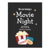 Cool Vintage Movie night Popcorn invitation
