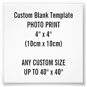Impression Photo Copie faite sur commande 4" x 4" modèle de blanc