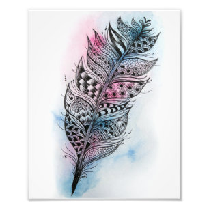 Impression Photo Copie rose et bleue de plume (8" x 10")