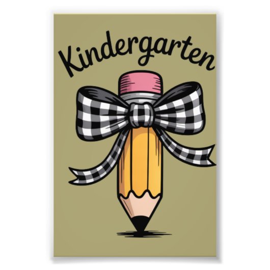Impression Photo Coquette Pencil Bow Kindergarten Teacher School (Devant)