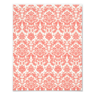 Impression Photo Coral rose et ivoire Élégant modèle Damas