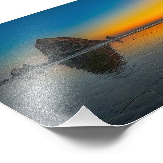 Impression Photo Coucher de soleil à Haystack Rock sur Cannon Beach (Coin)