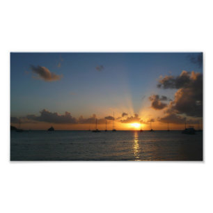 Impression Photo Coucher de soleil avec voiliers Paysage tropical P