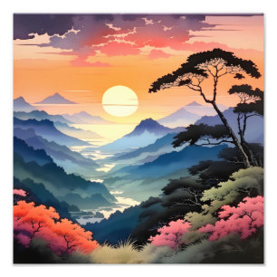 Impression Photo Coucher de soleil paisible dans la vallée