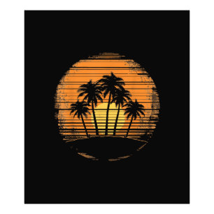 Impression Photo Coucher de soleil Rétro Palmier Eté Plage Vintage