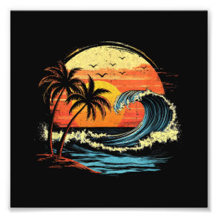 Impression Photo Coucher de soleil Rétro Tropical Vintage Plage Pal