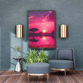 Impression Photo Coucher de soleil rose paisible