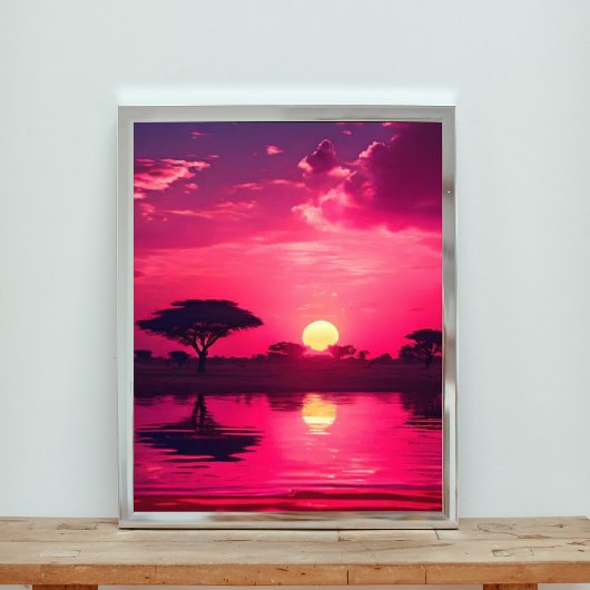 Impression Photo Coucher de soleil rose paisible