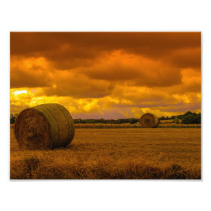 Impression Photo Coucher de soleil spectaculaire sur le terrain