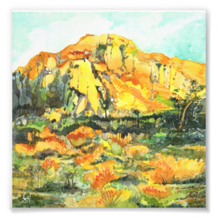 Impression Photo Coucher de soleil sur Joshua Tree - peinture à l'a