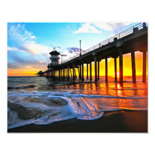 Impression Photo Coucher de soleil sur la jetée de Huntington Beach