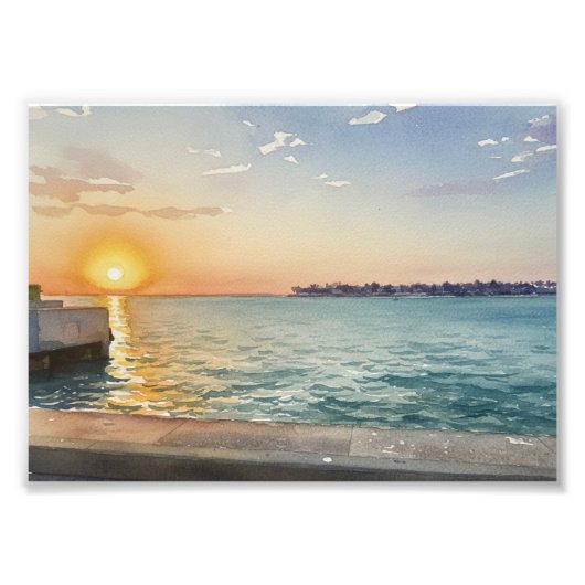 Impression Photo Coucher de soleil sur le port (Devant)
