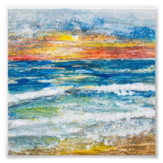 Impression photo - Coucher de soleil sur les vague (Devant)