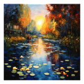 Impression Photo Coucher de soleil sur l'impressionnisme des étangs (Devant)