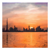 Impression Photo Coucher de soleil sur une ville balnéaire - aquare (Devant)