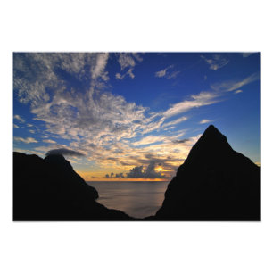 Impression Photo Coucher du soleil au-dessus des pitons