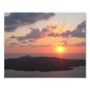 Impression Photo Coucher du soleil brillant de Santorini