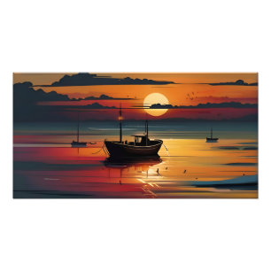 Impression Photo Coucher du soleil sur l'art marin