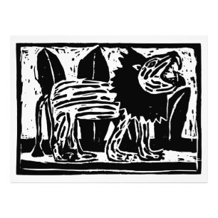 Impression Photo Coupe Lino Lion noir et blanc