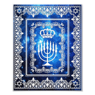 Impression Photo Couronne juive Menorah Faux dentelle Papier