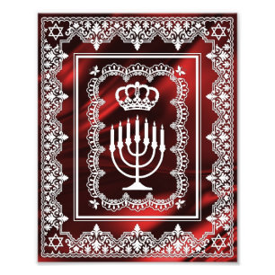 Impression Photo Couronne juive Menorah Faux dentelle Papier