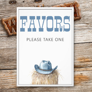 Impression Photo Cowboy Casquette Bleu Occidental Baby shower Favor