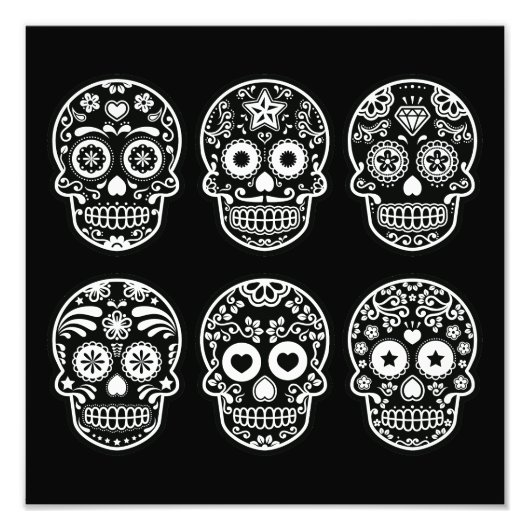 Impression Photo Crâne à sucre noir et blanc (Devant)