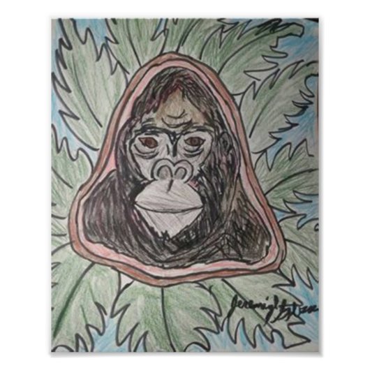 Impression Photo Crayon couleur Gorillla (Devant)