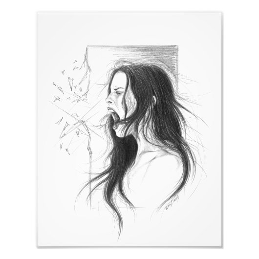 Impression Photo Crayon femme en colère dessin d'art (Devant)
