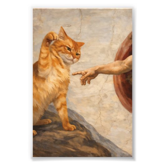 Impression Photo Création d'Adam avec le chat Sarca, une œuvre d'ar (Devant)