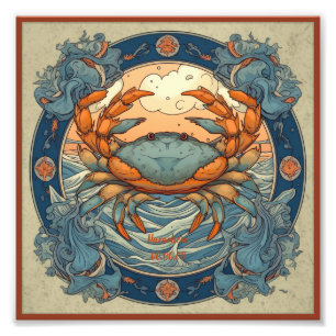 Impression Photo Créer votre propre cancer Art Nouveau Zodiac