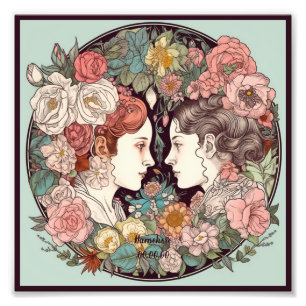 Impression Photo Créez votre propre Gemini Zodiac Art Nouveau