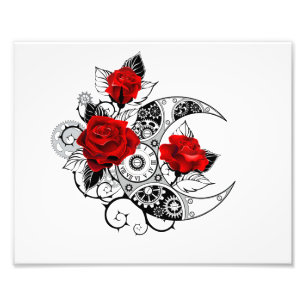 Impression Photo Croissant mécanique avec roses rouges